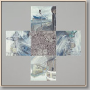 OLD HARBOR INTERSECTION, REYKJAVIK 2011, mixed media, 27 x 27 in.